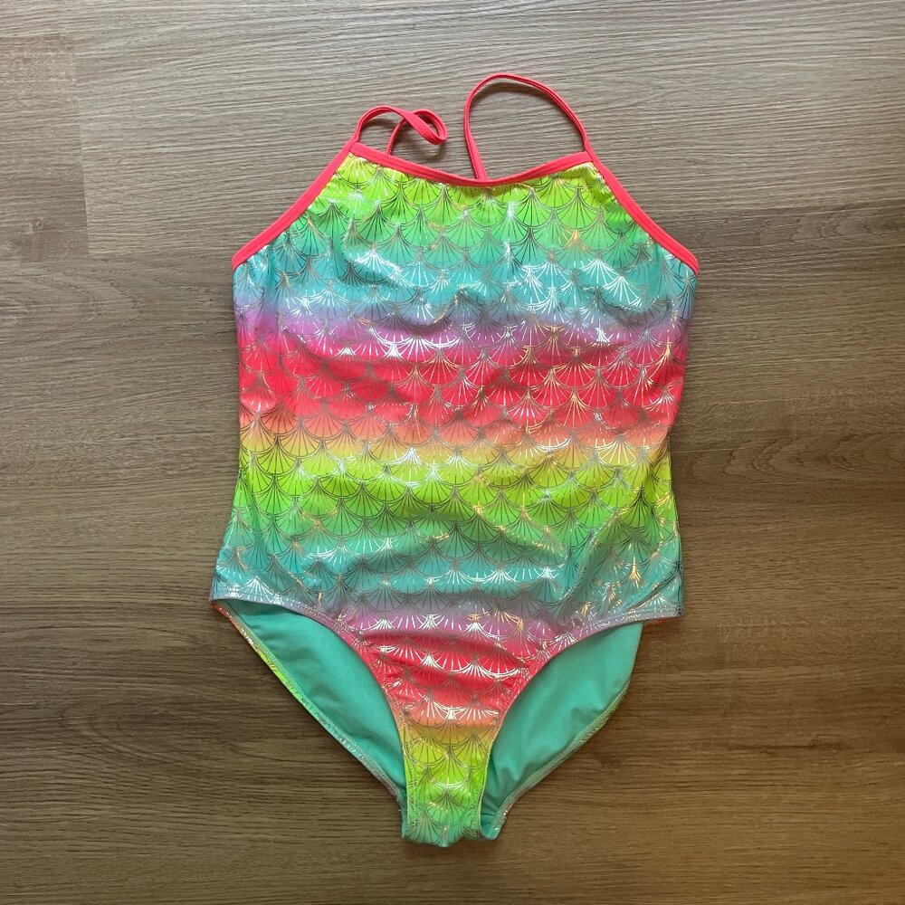 Wonder Nation Silver Shells Multi-Color Ombre 1-Piece Swimsuit